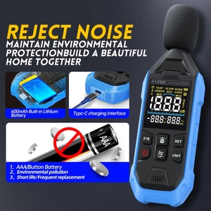 FNIRSI FDM01 Medidor de ruido digital Medidor de nivel de sonido Medidor DB de mano 30 ~ 130dB Instrumento de medición de audio 600mAh Batería de litio - Product Image 4