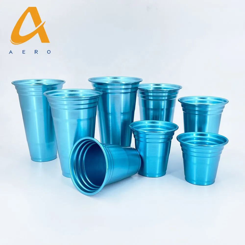 Benutzer definierte farbige Party Cup Werbe Einweg Aluminium Trinkbecher Bier Metall Becher Wieder verwendbare Aluminium Tasse