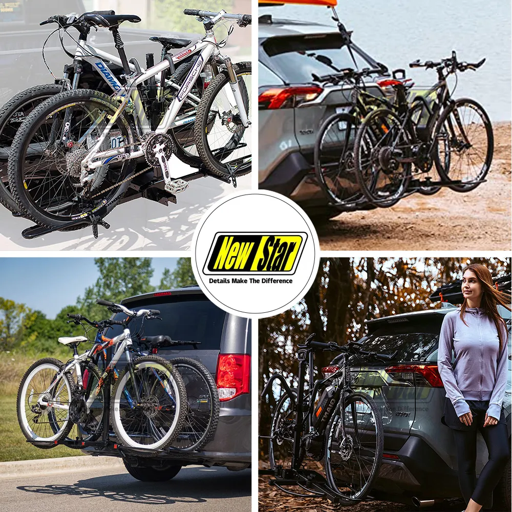 Melhores acessórios auto 150 lb capacidade L-tipo plataforma vertical e-bike stand veículos personalizados 2 bicicletário para engate de carro