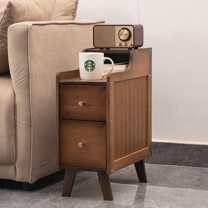 Table de chevet en noyer modèle étroit 20cm
