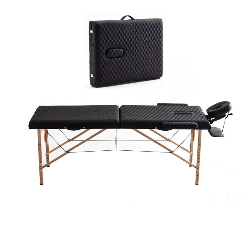 Cama de pestañas plegable de madera barata de fábrica, mesa de masaje de belleza portátil a la venta