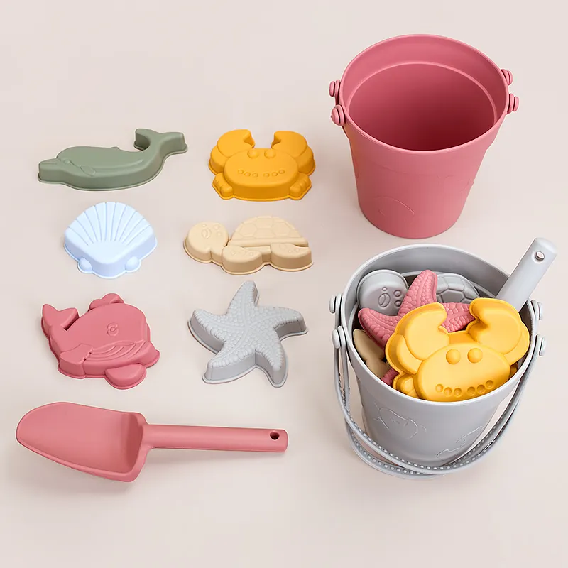 BPA-freies tragbares Tierschmuck-Silikon-Baby-Sandsäcke-Spielzeug Outdoor-Strand Weiches Kinder-Baby-Spielzeug Strand-Set
