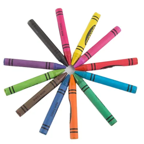 The latest best-selling triangular rod silk wood grain material children graffiti marking 12 color crayon