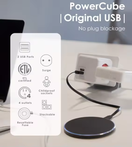 通用多插头插座魔方欧洲电源魔方2 USB 4路多插头电源魔方旅行家庭办公室 - Product Image 5