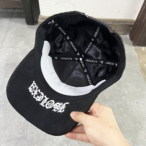 Mode 5 Panel ein Rahmen Hut schwarz Wildleder Kappe Strass Baseball Cap benutzer definierte 3D-Stickerei Satin Futter Gorras benutzer definierte Hut Wildleder - Product Image 5