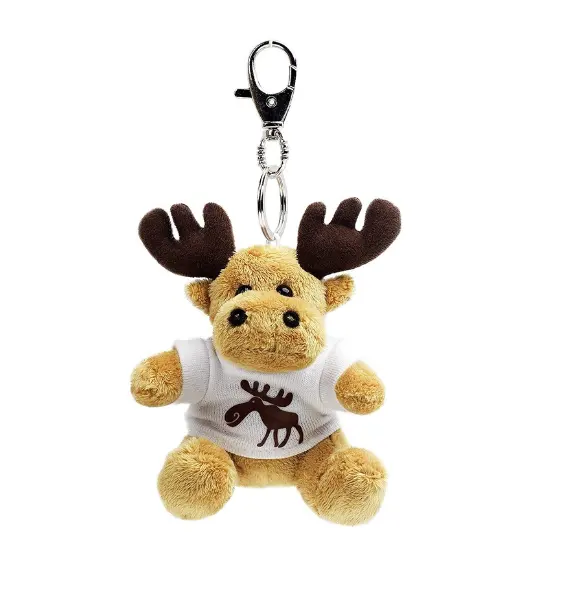 Venta al por mayor de regalos de Navidad personalizados animal de peluche suave muñeca de juguete ciervo de peluche alce llavero