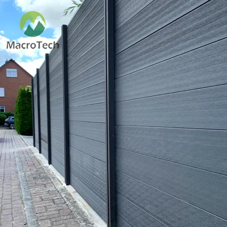 Panneaux de clôture de confidentialité de panneau bon marché WPC de couleur gris argenté résistant aux UV à vendre