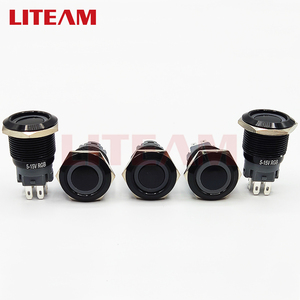 16mm oxidierter schwarzer Metall-Druckknopf schalter 12mm 16mm 19mm 22mm RGB-<span class=keywords><strong>LED</strong></span> beleuchtete wasserdichte Moment verriegelung schalter