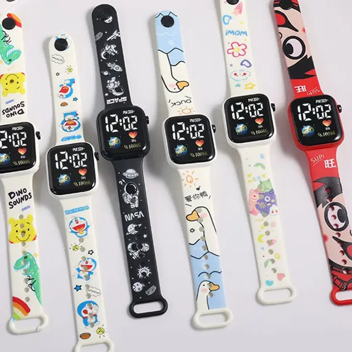 Cartone animato di moda stampato orologio elettronico impermeabile per bambini orologio digitale per 3-15 anni