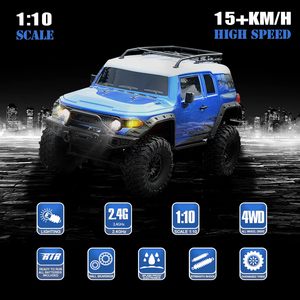 DWI 2.4Ghz 1:10 4WD tüm arazi RC tırmanma araba uzaktan kumanda paletli araç Off-Road Pick-up kamyon RTR oyuncaklar ile LED ışıkları - Product Image 2