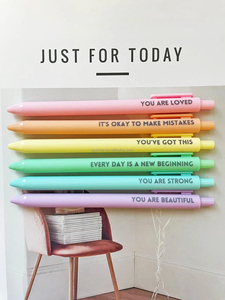 12PCS pastel motivational inspirational khuyến khích <span class=keywords><strong>Pen</strong></span> Set có thể thu vào hạnh phúc tích cực bút mực đen cao su hoàn thành bút bi - Product Image 3