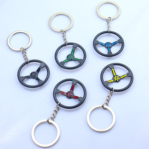 Practical Metal Keychain Decoration 3D Steering Wheel Shape Vehicle Pendant UV Enamel <strong>Printing</strong> for Backpack and Car <strong>Keys</strong> - Product Image 3