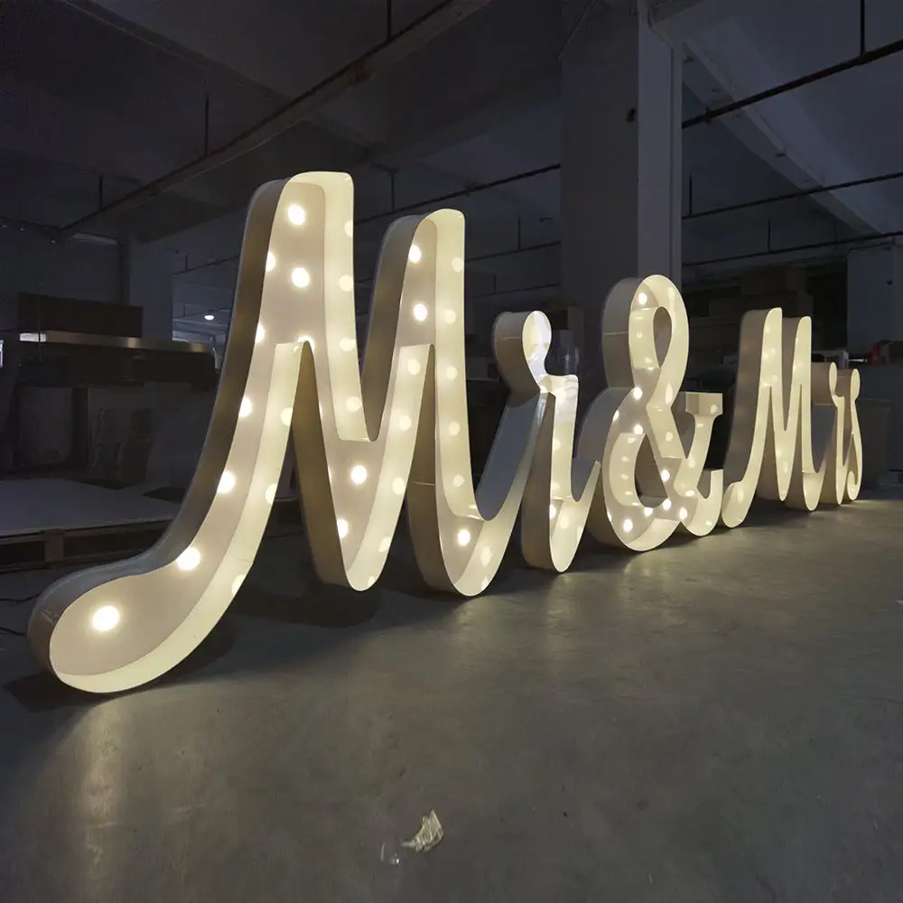 Popular Acrylic Word Alphabet Love Light Up Vintage Marquee Signage for Wedding Party Decorations