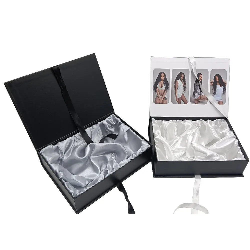Scatole pieghevoli regalo di carta magnetica di cartone rigido di lusso con chiusura a nastro per l'imballaggio di smalto per unghie di estensione dei capelli