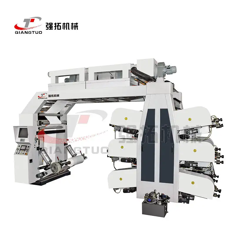Máquina de prensa de impresión flexográfica con bolsa de película BOPP de plástico de 6 colores tipo pila