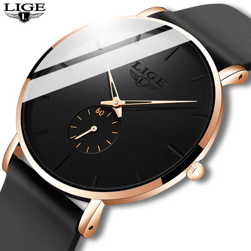 LIGE10006 orologi da uomo di moda di marca, orologi sportivi di lusso impermeabili semplici ultrasottili, orologio da polso da uomo al quarzo