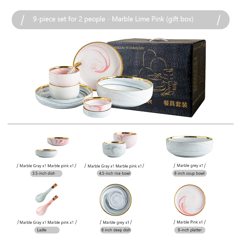 Ensemble 9 pièces en gris et rose