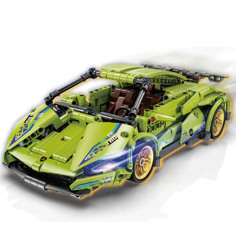 470 Uds gran oferta 1:18 verde Super coche deportivo modelo de ladrillo juego de bloques de construcción técnica juguetes chico y adulto regalo para niños
