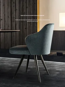 Silla de comedor de cuero de diseñador italiano con estilo minimalista ligero de lujo para hoteles clubes oficinas salones de uñas áreas de maquillaje venta - Product Image 2