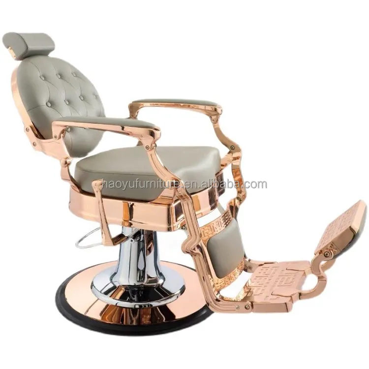 Cadeira de barbeiro, cadeira de barbeiro cinza rosa dourado de alta qualidade com bomba grande para cortar cabelo, cadeira de barbeiro