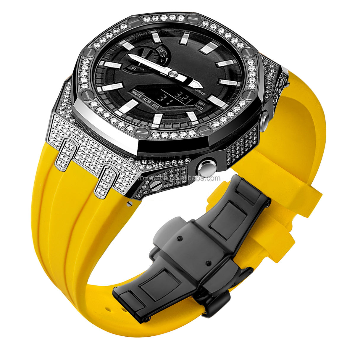 Boîtier noir + Bracelet jaune