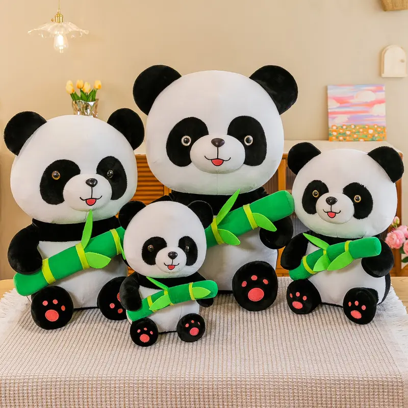 XUX 30/40/50/60cm simüle Panda nakış bambu yaprak peluş yastık kabarık oyuncak bebek hatıra hediye toptan
