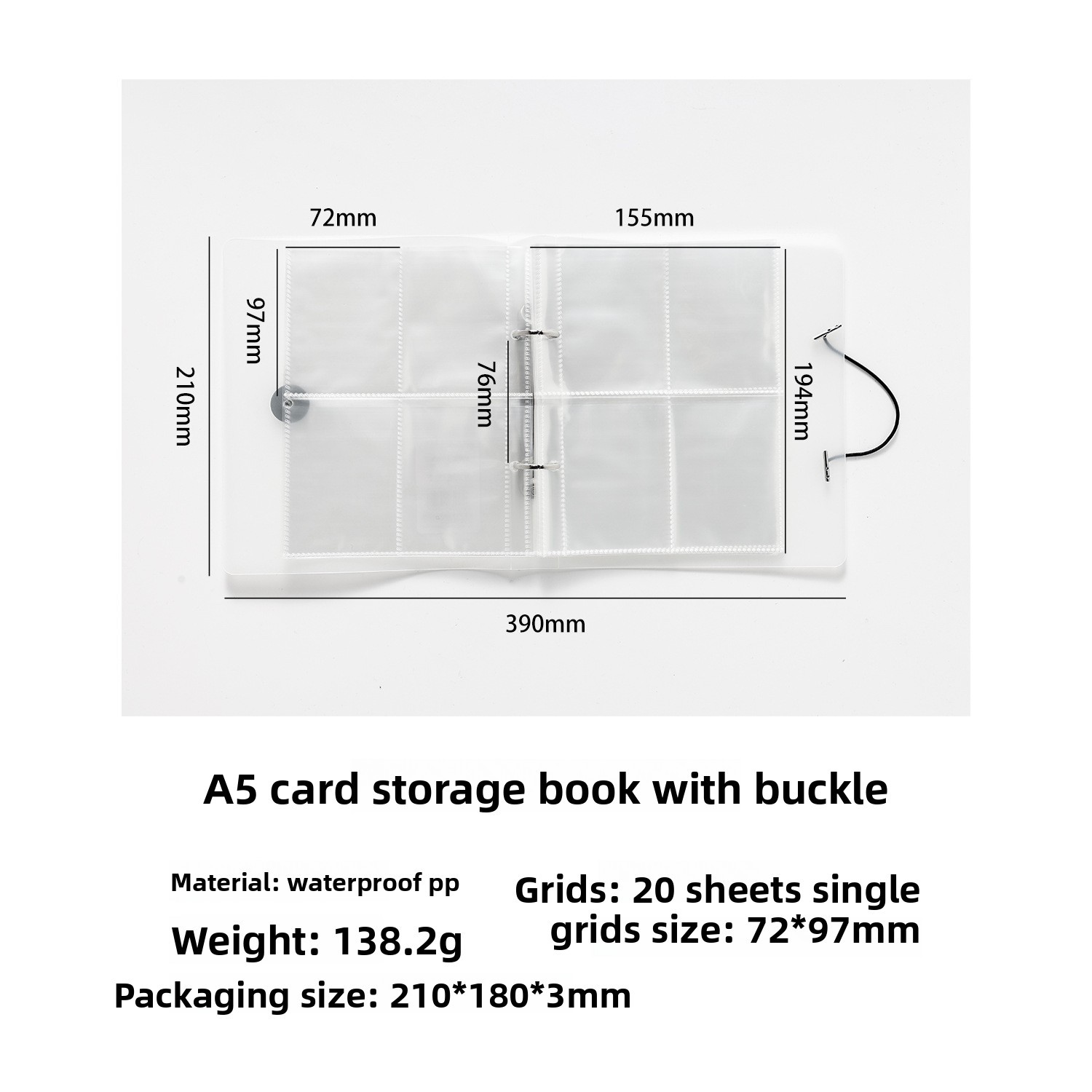 A A5 Snap-Bound Card Album (4-Panel)-white