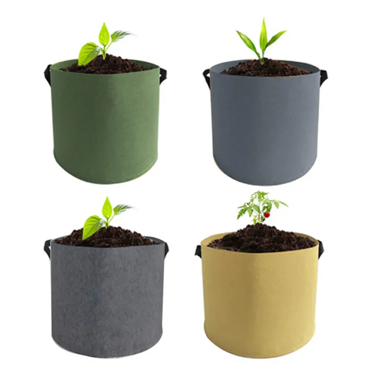 Bolsas de tela biodegradables para cultivo de plantas, maceta de tela no tejida para vivero, para cultivo de yute, 50 galones