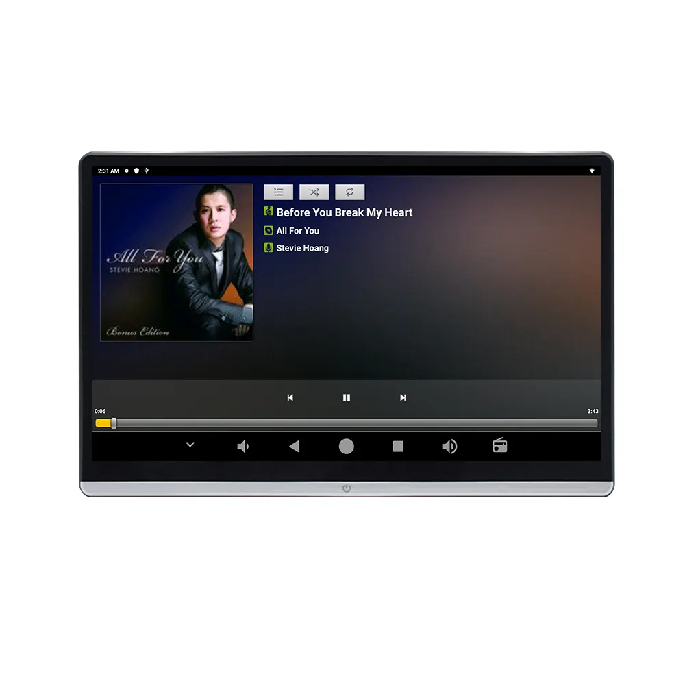 Monitor para reposacabezas de coche con pantalla táctil IPS de 14 pulgadas, TV inteligente Android con reproductor de DVD con pantalla 4K, combinación de gancho para reposacabezas de asiento de coche