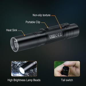 RJ13 Small <strong>Flash</strong> Light 1000mah 14500 AA Batteries 5-Mode <strong>Memory</strong> <strong>Function</strong> IP66 Waterproof Aluminium Alloy USB Charging LED Black - Product Image 4