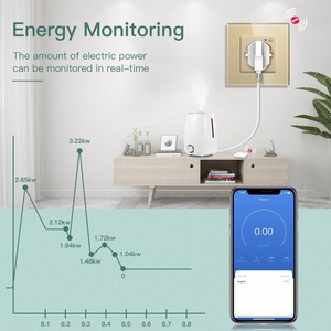 Enchufe de pared inteligente SLS Tuya Zigbee tipo Reino Unido 16A Panel de vidrio con botón pequeño Alexa y Google Home Control de voz para uso en computadora