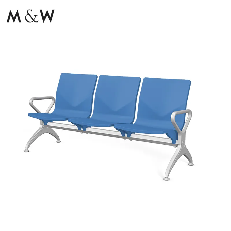 M&W Public 3 Seats Waiting Chair Airport Bus Station outdoor Bench Gang Chair Three In One Chair Extorior areas