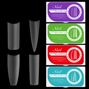 Traceless Nail <strong>Tips</strong> 500 Pcs / Box Artificial Finger <strong>Tip</strong> Xxxl extra Long square Straight Half Cover Matte Nail <strong>Tips</strong> - Product Image 2