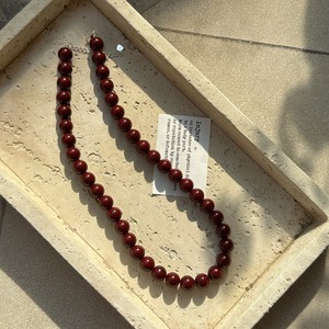 S925 Silver Korean Niche Design Angola <strong>Red</strong> Fall and Winter Artificial Pearl Necklace Korean Style Wind Simple Collarbone <strong>Chain</strong>