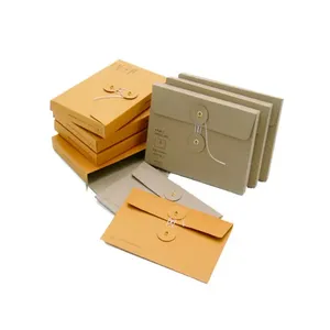 Umwelt freundlicher Logo-Druck aus recyceltem Karton Umschlag Kraft String Krawatte Umschlag - Product Image 1