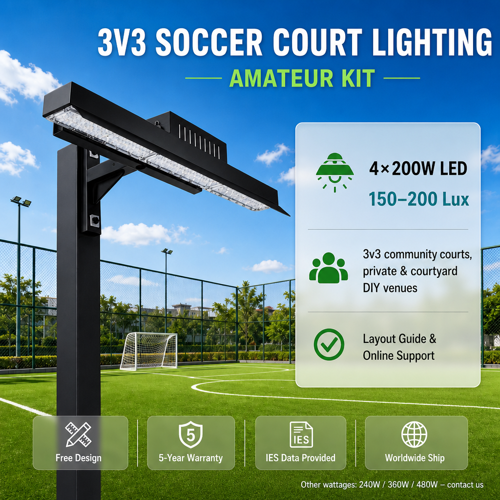 Black-Basic (200W/pc,min 4pcs)Mini Football Pitch Lighting Kit