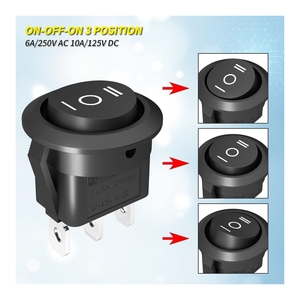 Wires 6A/250V AC 10A/125V DC 3 yollu teller ile 12V su geçirmez 3 Pin 3 pozisyon ON/Off/ON yuvarlak Rocker anahtarı - Product Image 3