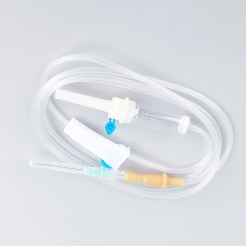Disposable Sterile luer slip iv infusion set with syringe needle luer lock slip Y site injection port