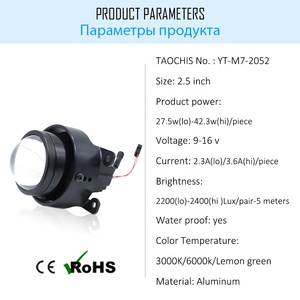TAOCHIS 2.5英寸3000k/6000k/柠檬绿色双发光二极管投影仪镜头雾灯适用于丰田型兼容雾灯改装