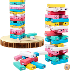 New Design Wooden <strong>Building</strong> Balance <strong>Blocks</strong> Domino <strong>Blocks</strong> With Cartoon Expression <strong>Pattern</strong> Stacking Tower Toy - Product Image 5