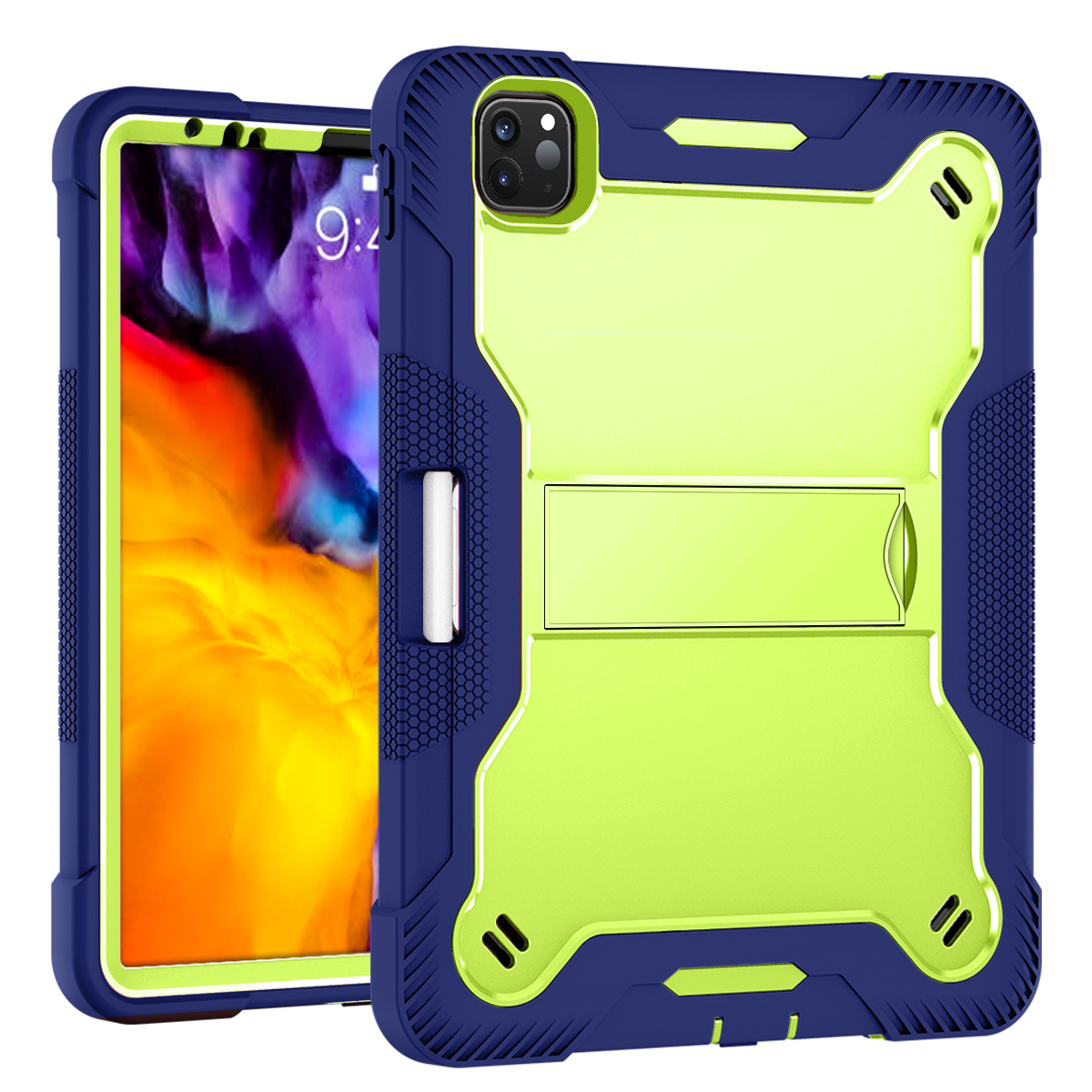 Yellow green + Navy blue