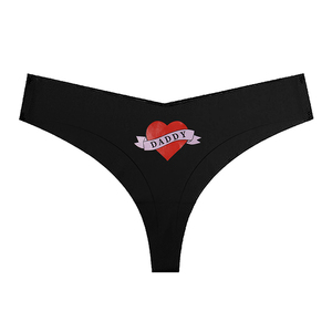 Tangas de mujer con escote en V profundo con patrón personalizado, ropa interior de cintura baja, bragas sexis con Tanga, Bikini, bragas sin costuras, color negro - Product Image 2