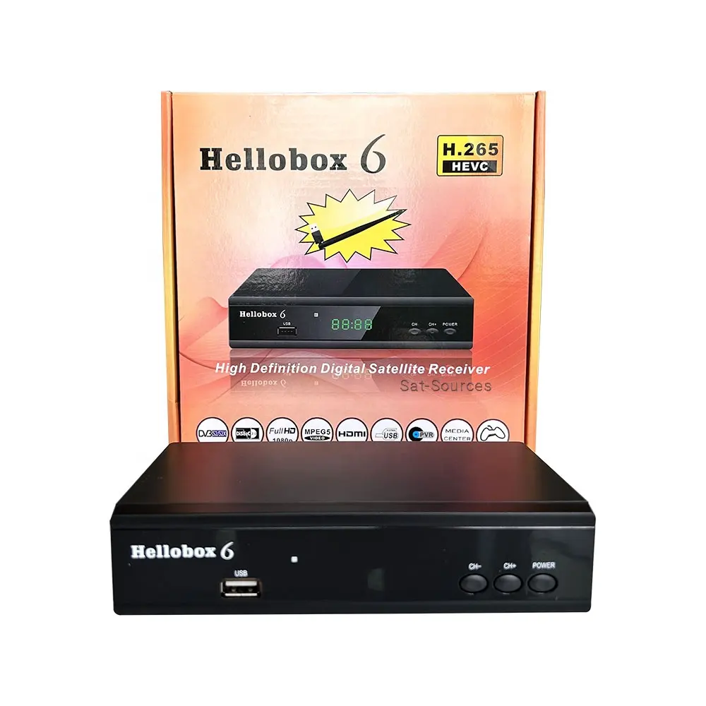 Hellobox 6 H 265 HEVC 1080P Full HD receptor de TV por satélite Powervu Biss plenamente Autoroll libre IPTV Compatible Hellobox V5 plus