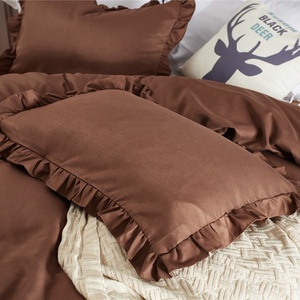 Customized Modern Twin Size Bedroom Bed Set Comfortable Polyester Soft <strong>Brown</strong> Solid Sheet <strong>Bedding</strong> Simple Style for Home Hotel - Product Image 5