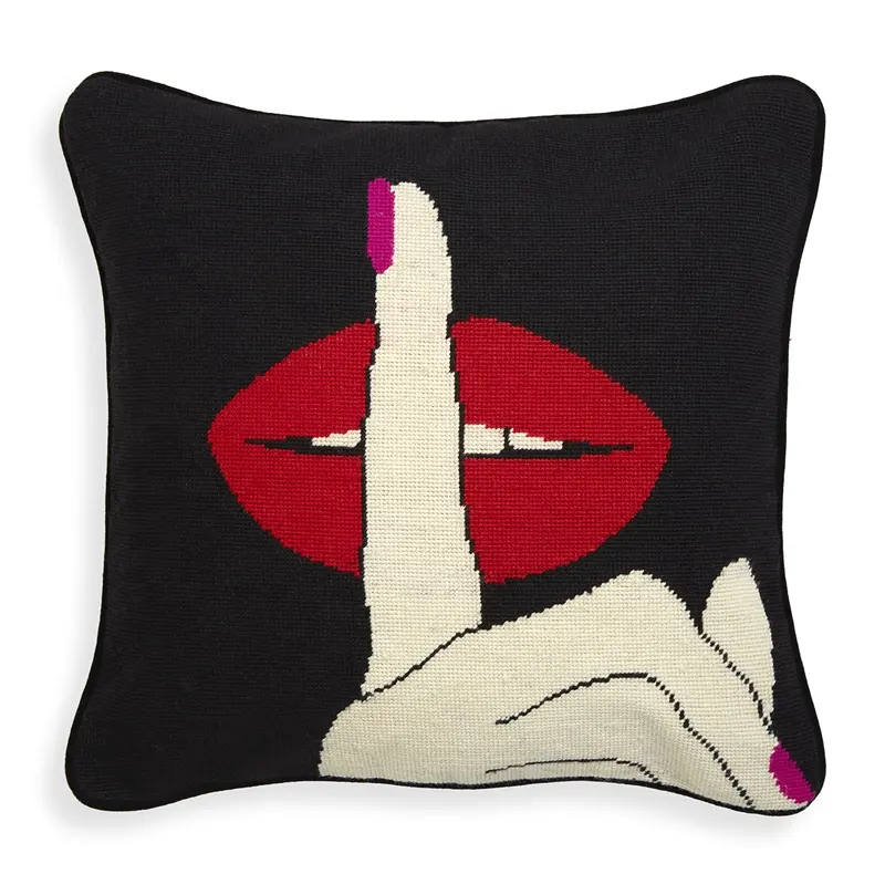 Manufacturer Supply Lips Hush Needlepoint Throw Luxury Cushion Cover Wholesale