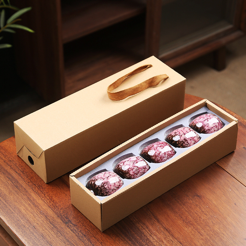 Kiln change tea cup-sakura red-5 pieces