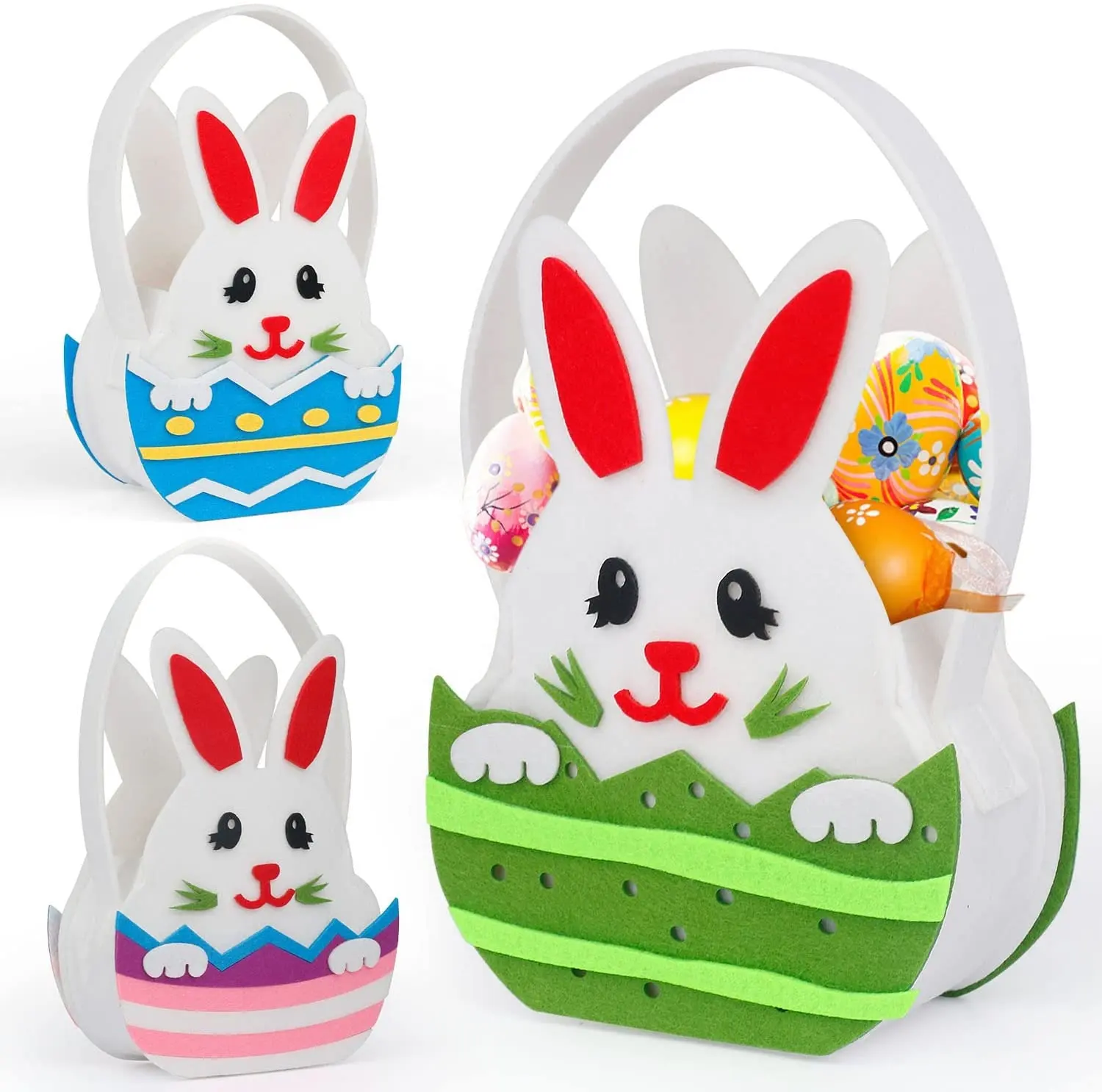 Cestini per coniglietti pasquali in feltro all'ingrosso in fabbrica per bambini che portano uova di pasqua, caramelle o altri regali