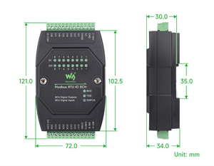 Modbus RTU IO 8CH Grado industrial Entrada/salida digital de 8 canales Tipo de riel Módulo Modbus RTU de voltaje amplio de
