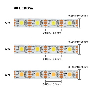 แถบไฟ LED สีเดียวสามารถระบุที่อยู่ได้ WS2812B พิกเซล5V 60 LEDs/M สีโทนอุ่น WW NW CW เทปไล่สีทองแดง - Product Image 2