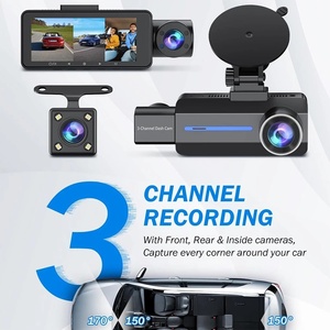 Cámara de salpicadero impermeable de 3 canales 4K para coche, lente dual, grabadora de conducción delantera y trasera, cámara Dvr con función de grabación en bucle - Product Image 5